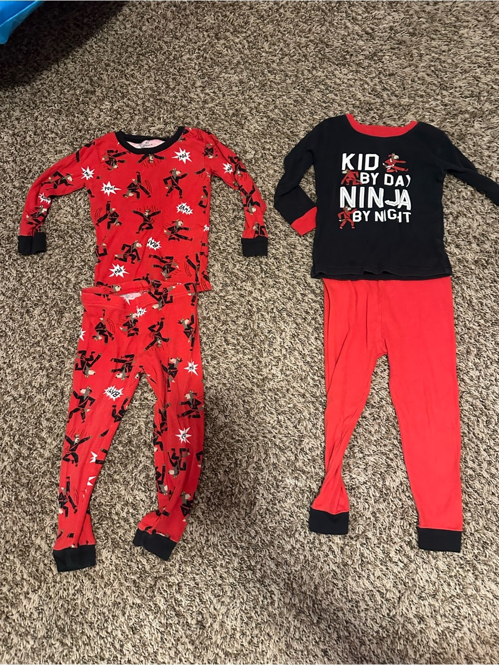 Carter's Red and Black Ninja Kids Pajama Sets - 2 Pack